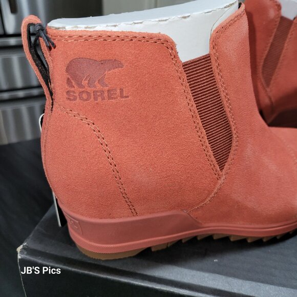 Sorel Evie Pull On Wedge Booties Warp Red Womens Waterproof Rain Boot BRAND NEW - Picture 14 of 16